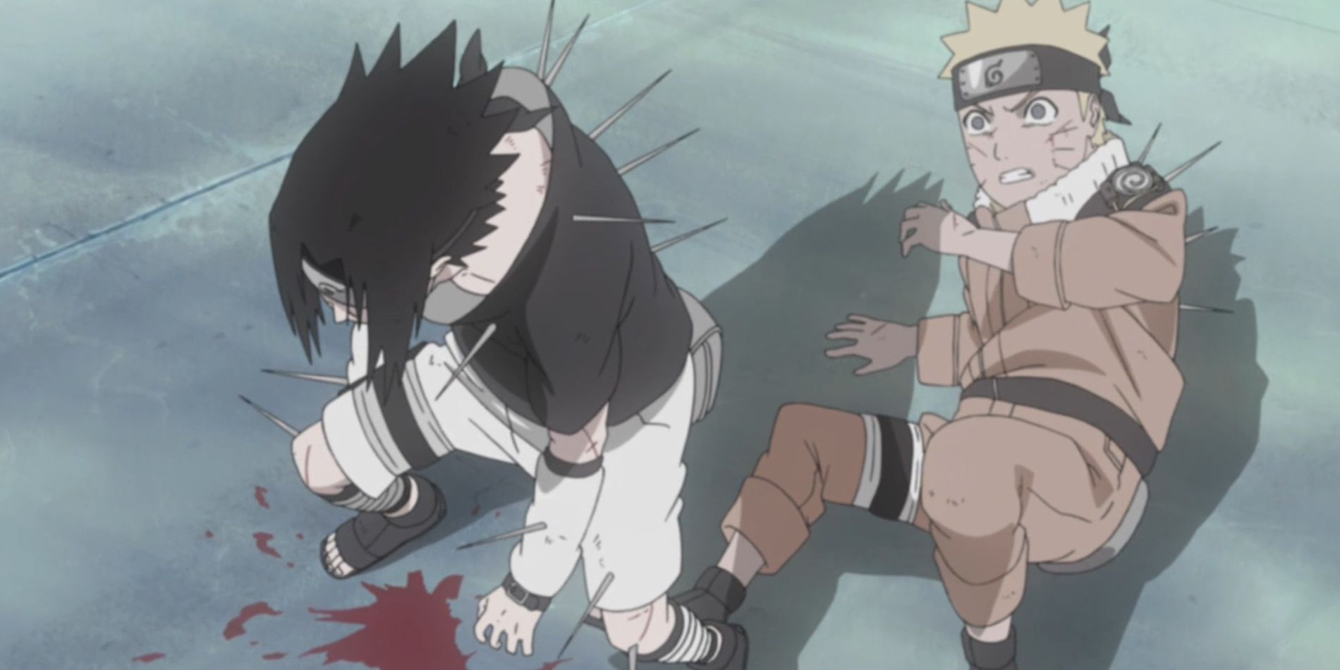 Sasuke wounded by needles Naruto