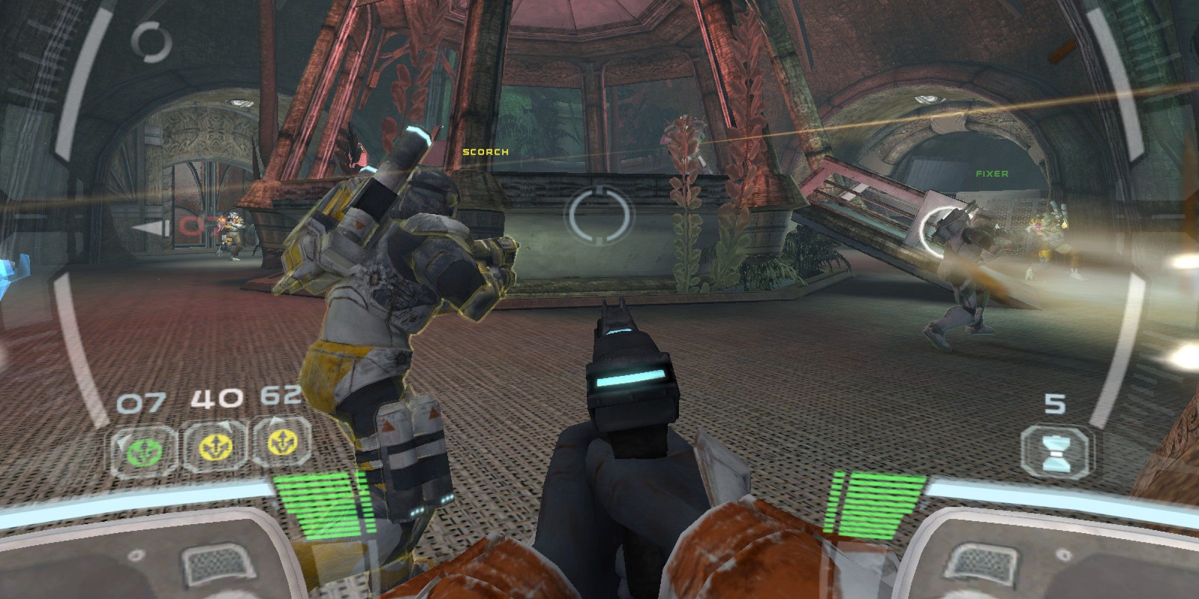 Boss leading his squadmates in gameplay of Star Wars: Republic Commando (2005)