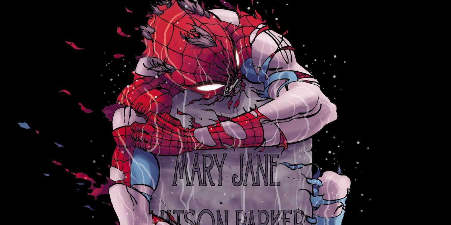 Spider-Man at MJ's grave from Spider-Man Reign cover