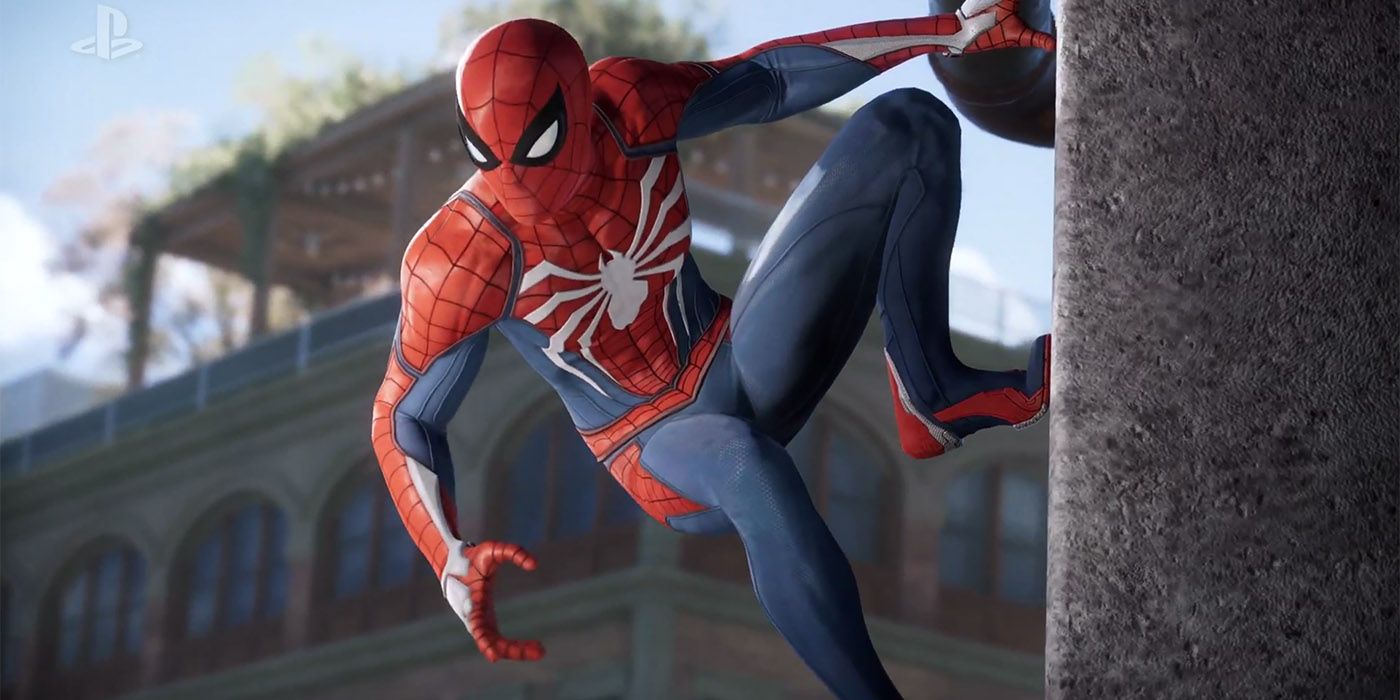 Spider-Man stealthily watches bad guys in Marvel's Spider-Man by Insomniac Games