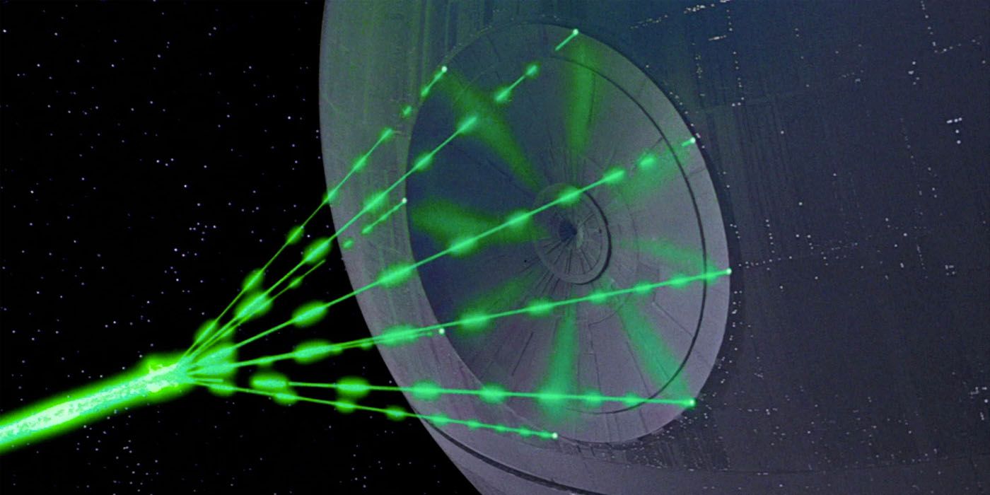 Star Wars Uma Nova Esperança Estrela da Morte atira em Alderaan