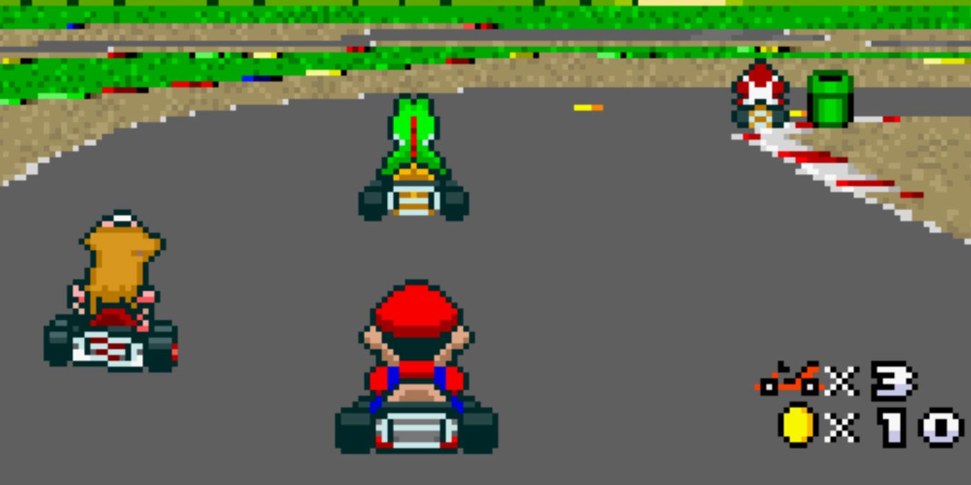 Mario Conduisant Dans Le Mario Kart Original