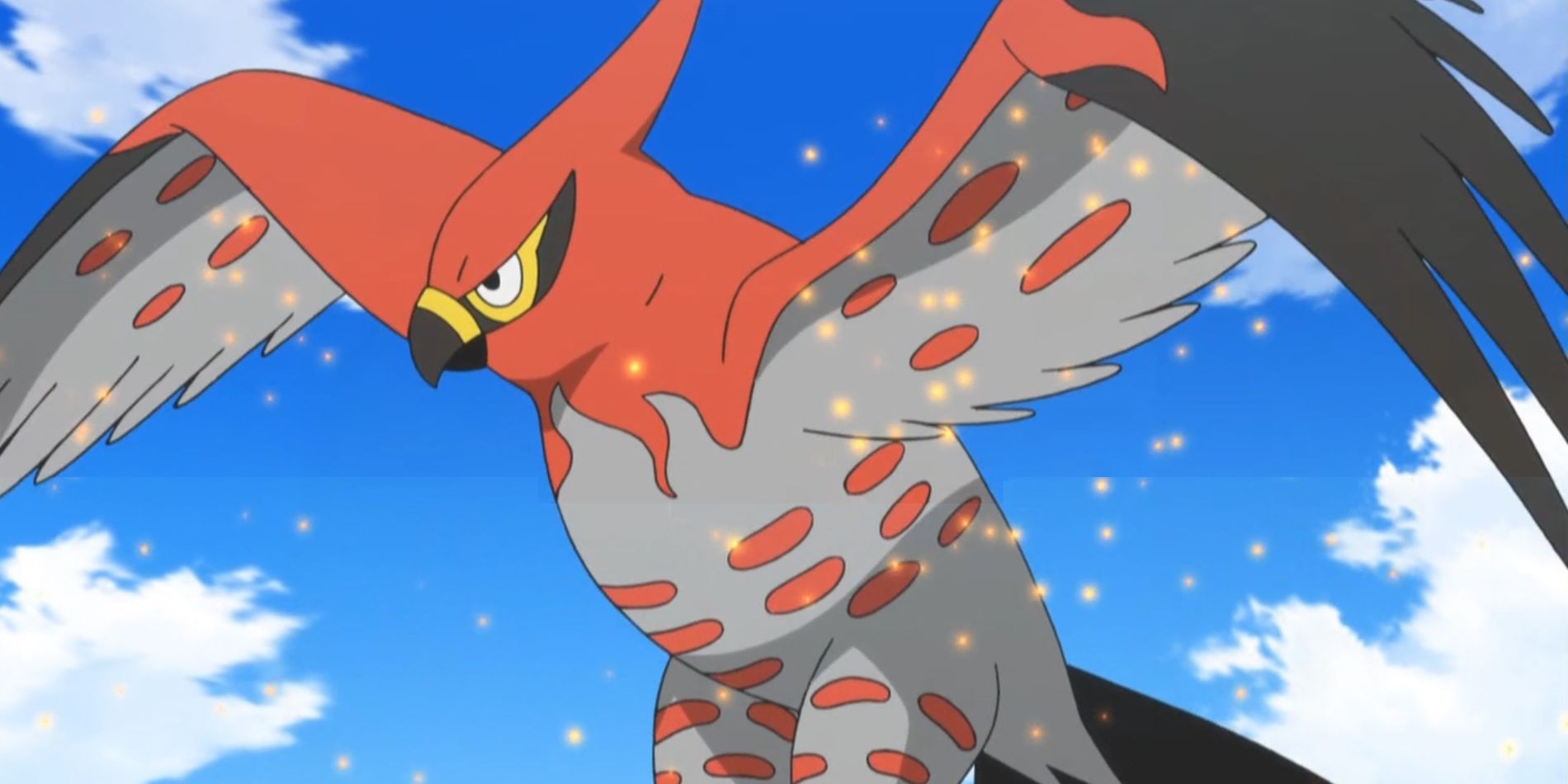 Ash's Talonflame flying in the Pokémon X & Y anime