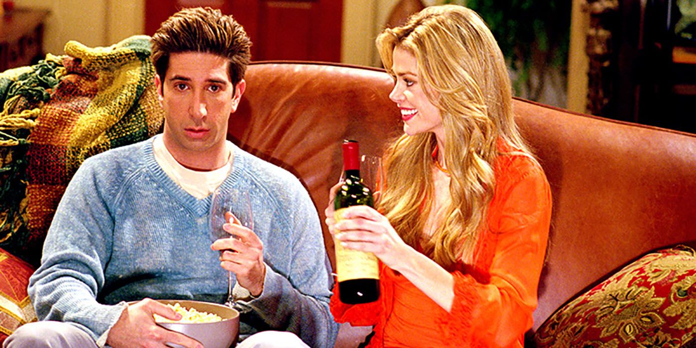 Ross and Cassie drink wine in Friends
