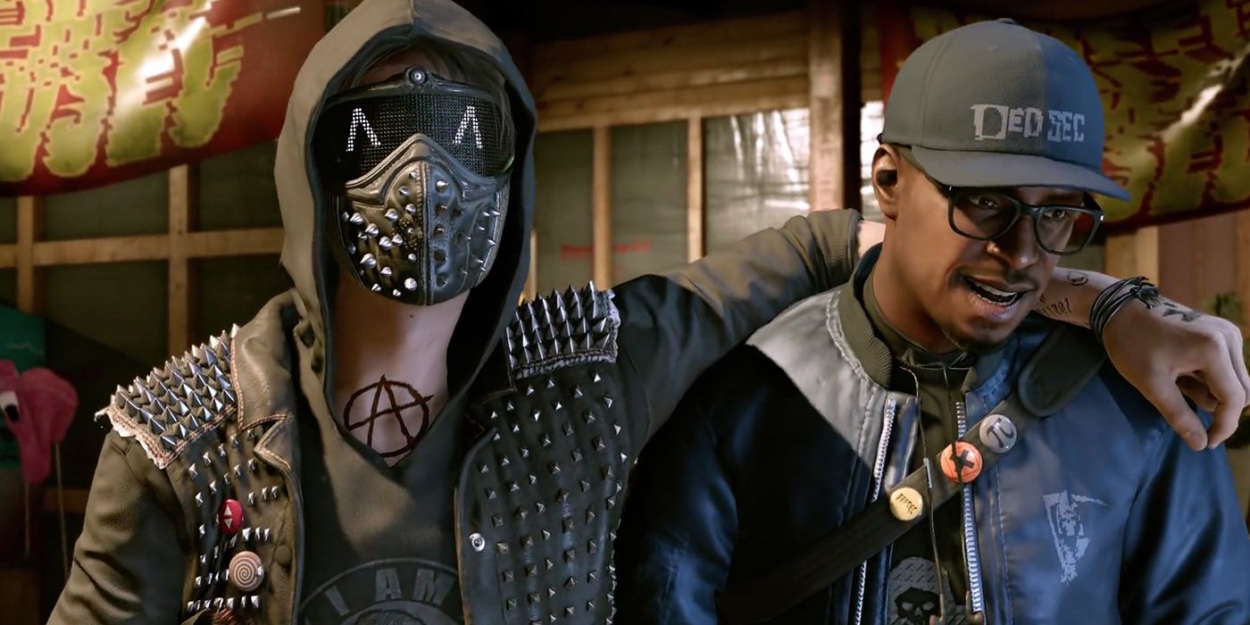 Two characters stand together in Watch Dogs 2
