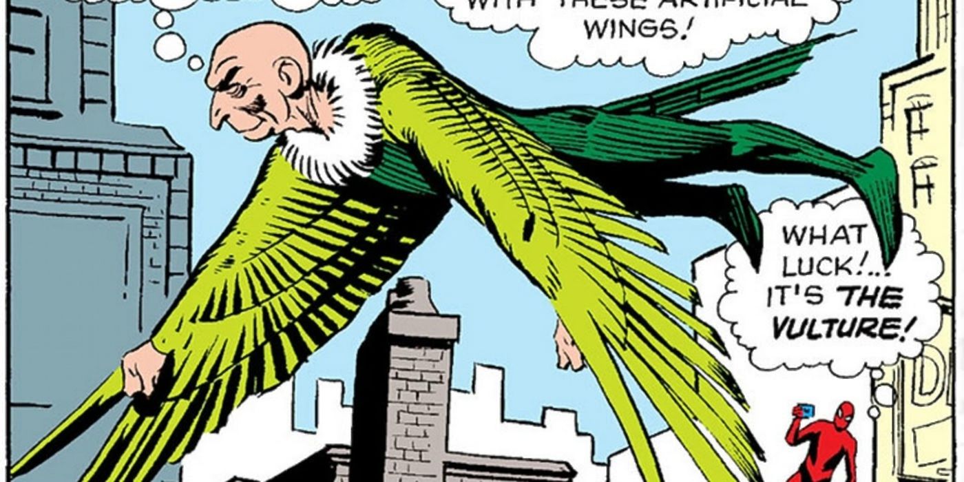 The Vulture meets Spider-Man in the comic book
