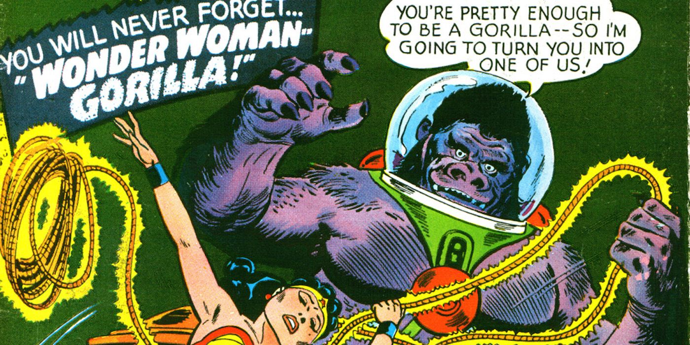 Cover art from Wonder Woman Vol 1 #170 featuring a gorilla from outer space fighting Wonder Woman.