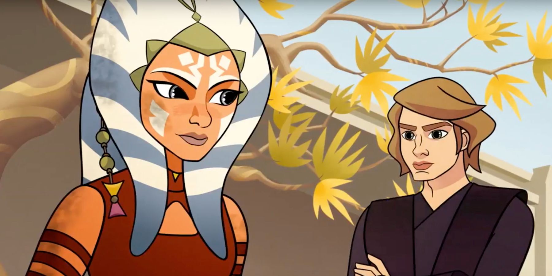 Anakin greets Ahsoka before her ceremony in Forces Of Destiny