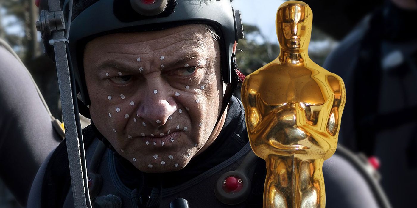 Andy Serkis doing motion capture and an Oscar
