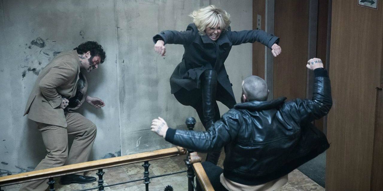 Atomic Blonde Charlize Theron Stairwell Fight