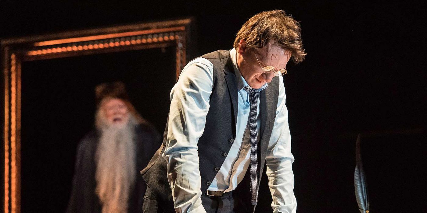 Barry McCarthy as Albus Dumbledore and Jamie Parker as Harry Potter in Harry Potter and the Cursed Child