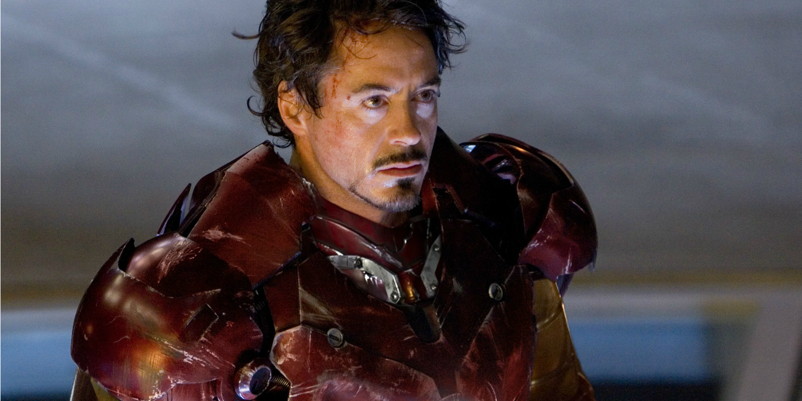 Iron Man with his helmet off in Iron Man 3.