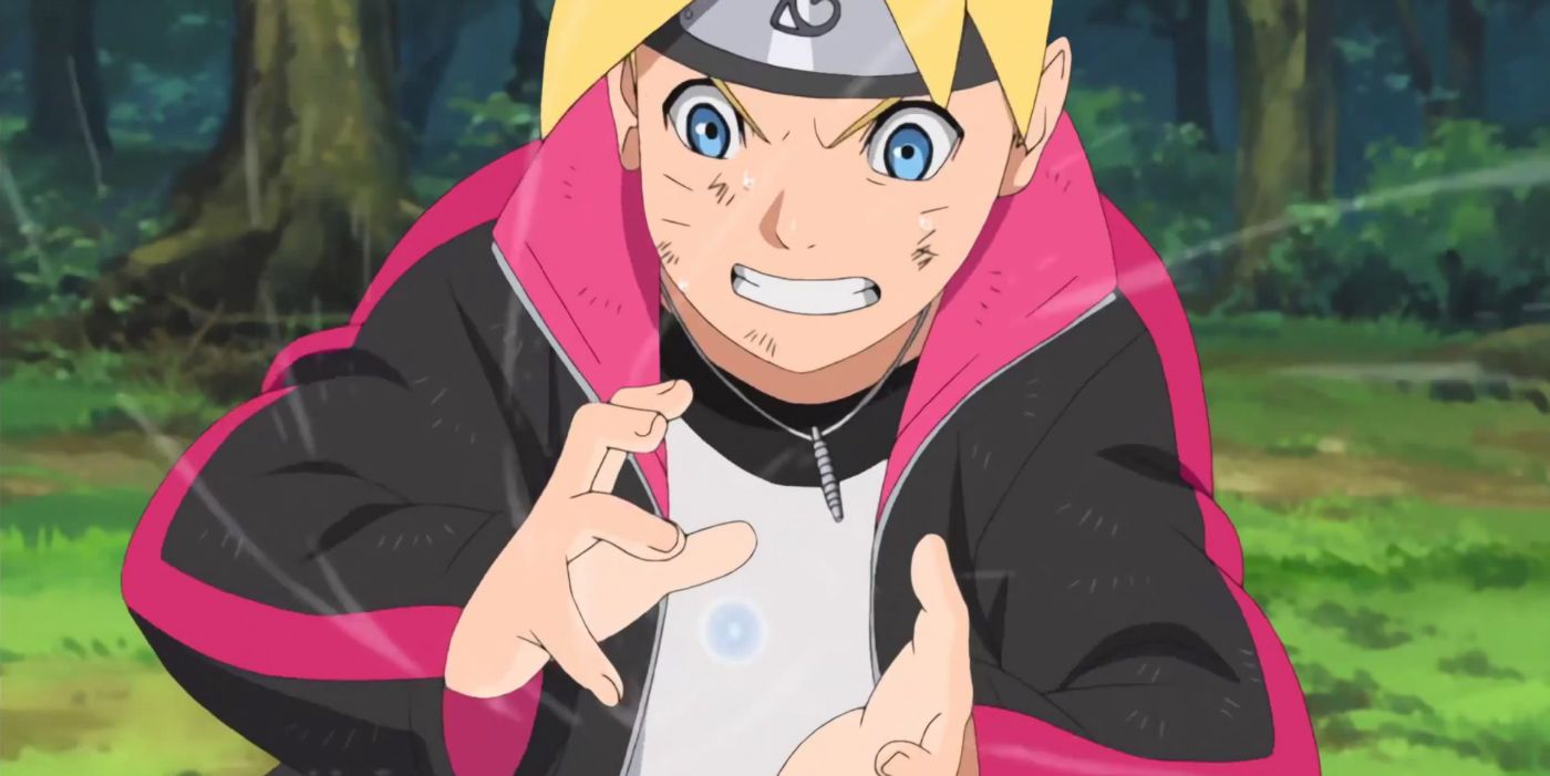 Boruto gathers wind between his palms in the anime