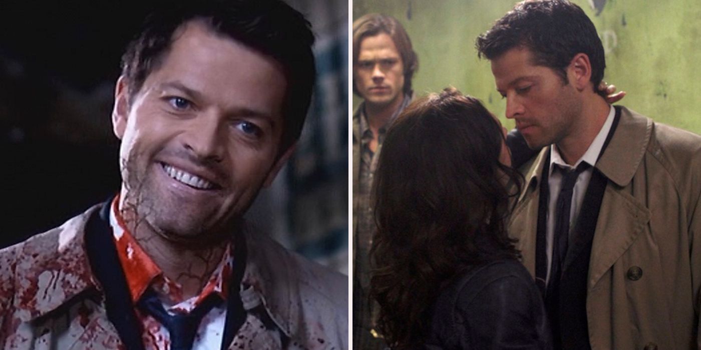 Castiel supernatural featured image split image of castiel covered in blood and looking down at woman