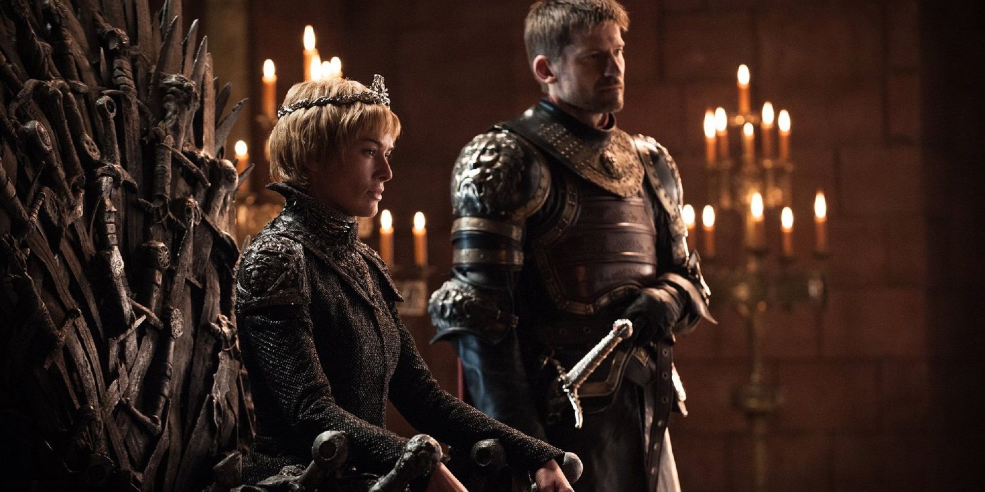Cersei and Jaime Lannister at the Throne room in Game of Thrones.