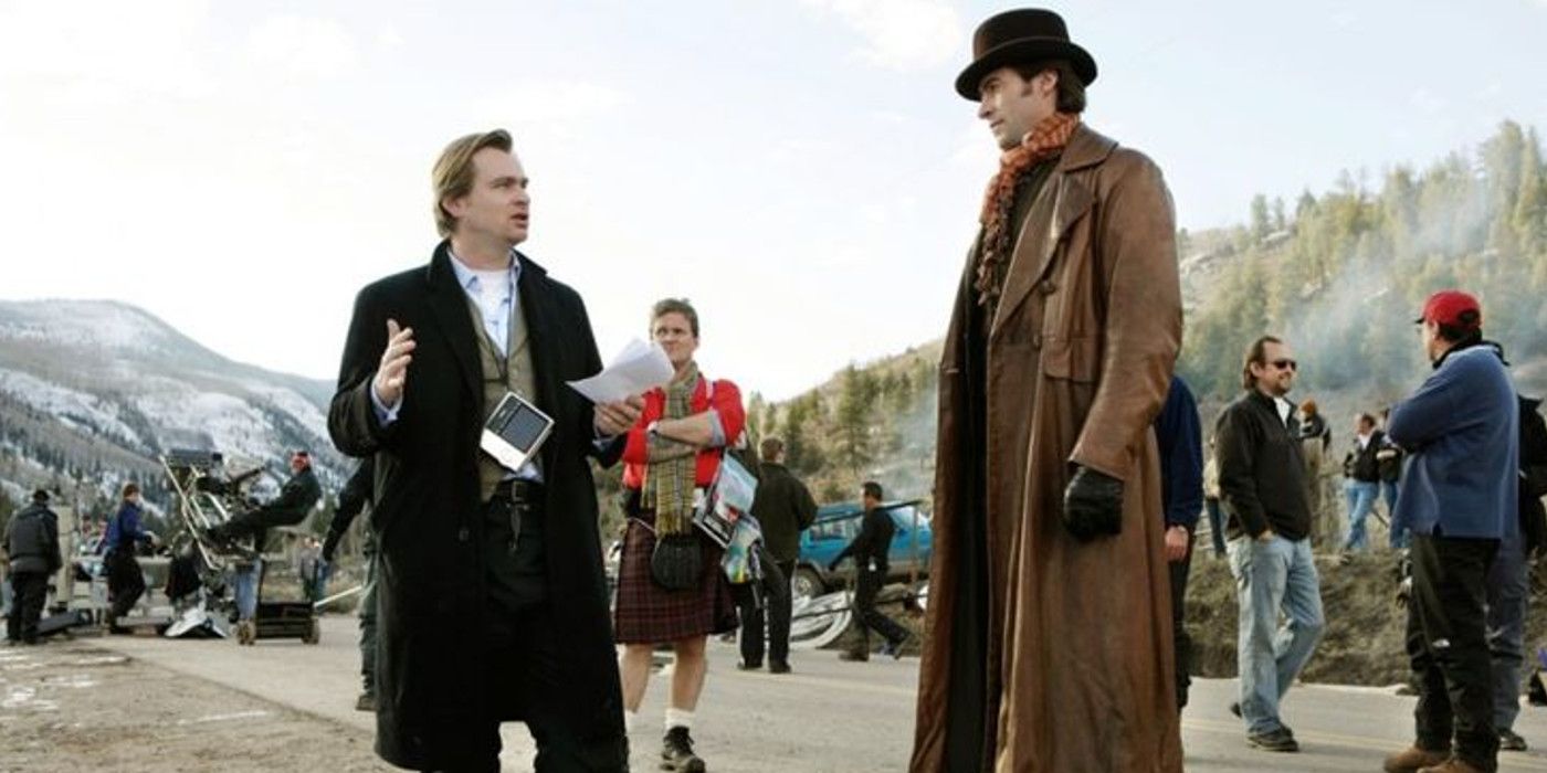 Christopher Nolan And Hugh Jackman on The Prestige Set