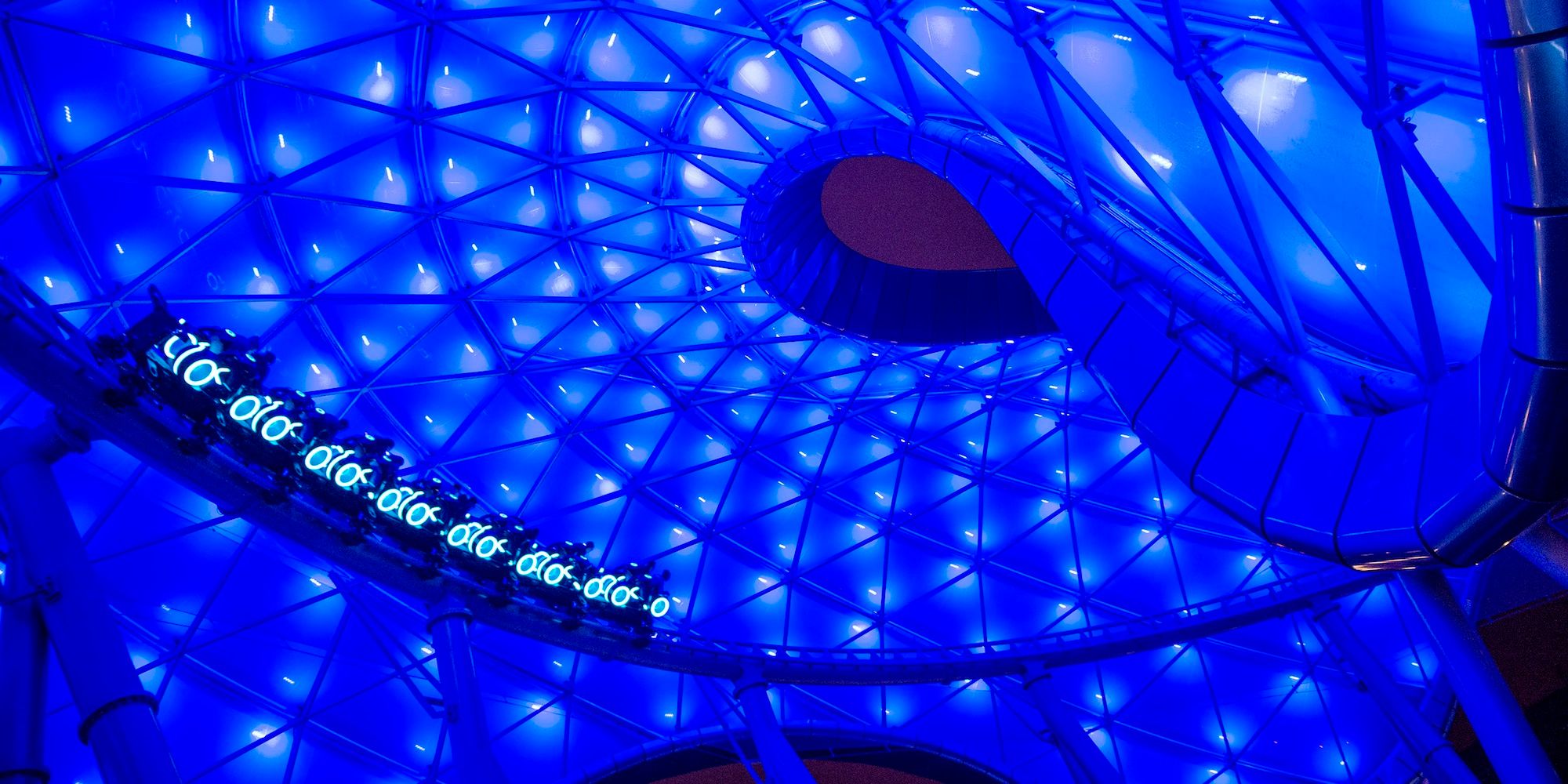 Disney's neon Tron Lightscylce Ride 