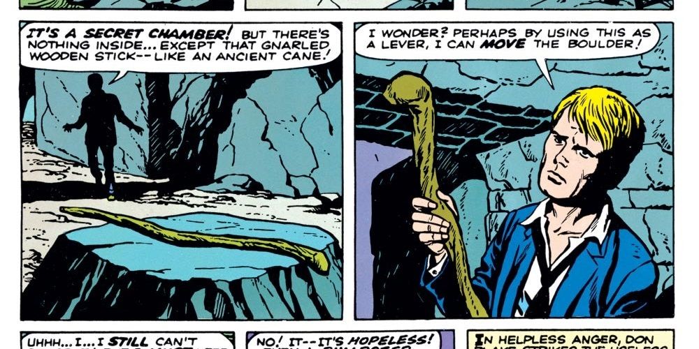 Donald Blake discovering the cant that would make him Thor