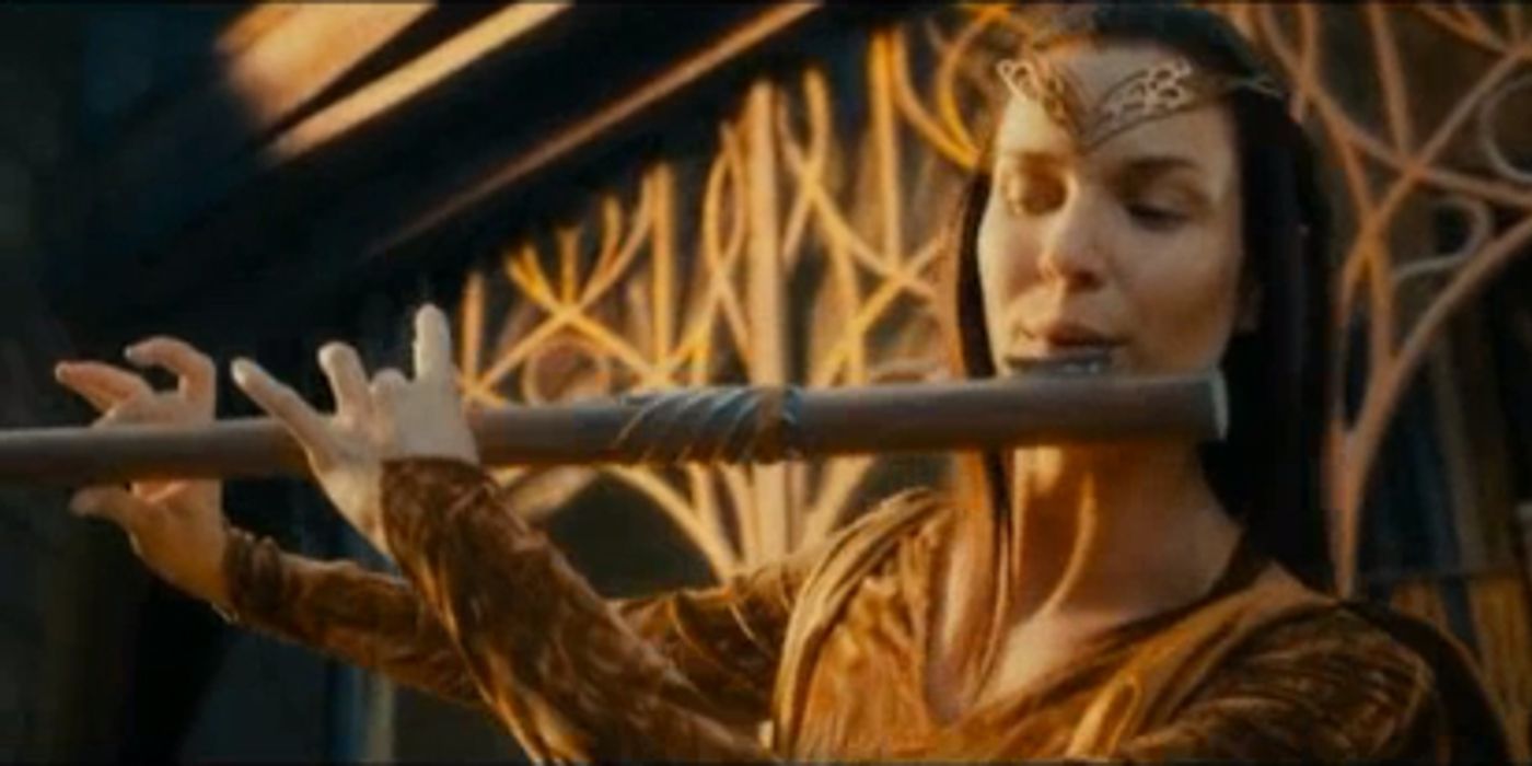 Elf playing flute in Rivendell