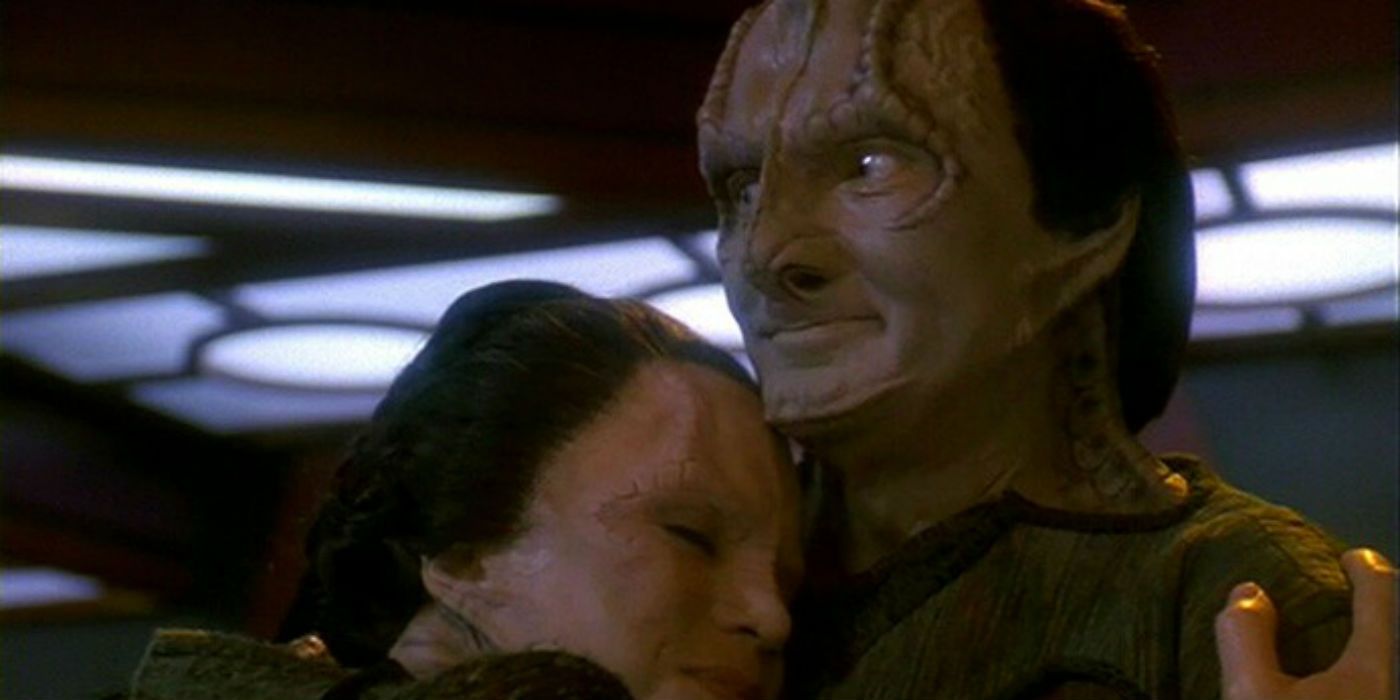 Two Romulan's hug 