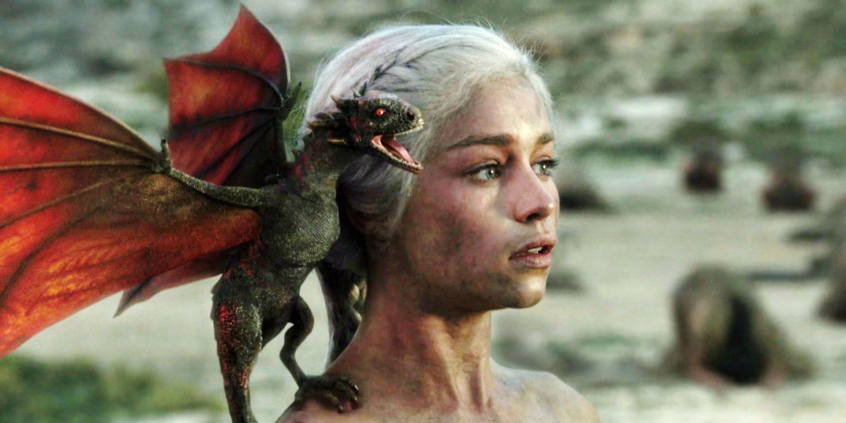 Game of Thrones Season 1 Daenerys Drogon Fire Birth