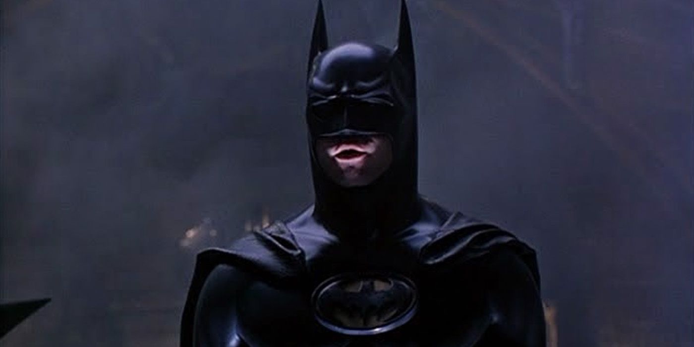 Batman stands in the Batcave in Batman Forever