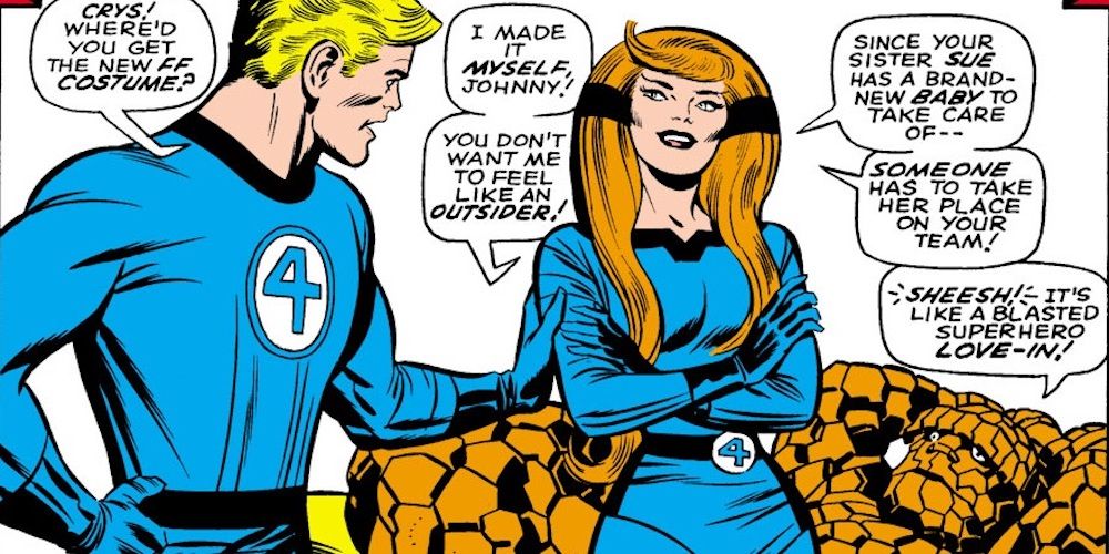 Johnny Storm talking to the Inhuman Crystal