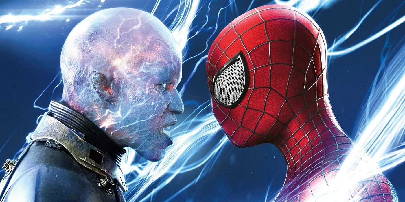 Jamie Foxx as Electro facing off against Andrew Garfield's Spider-Man