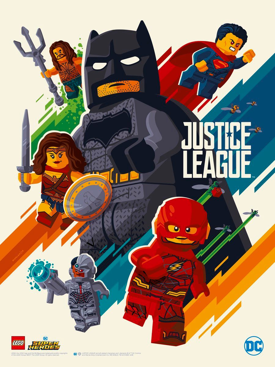 Justice League Lego Poster By Tom Whalen