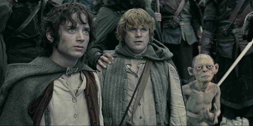 Frodo, Sam, and Gollum held prisoner in Lord of the Rings.