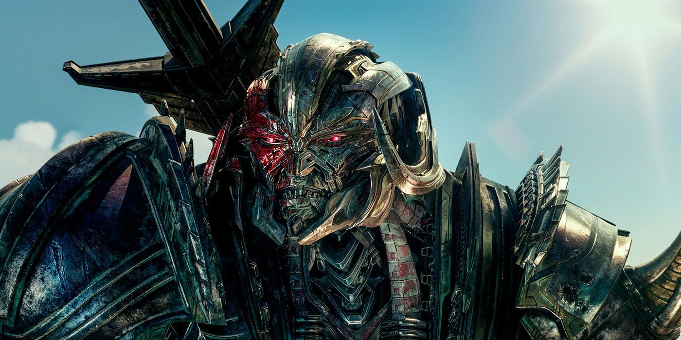 Megatron looks off into the distance menacingly in Transformers: The Last Knight.
