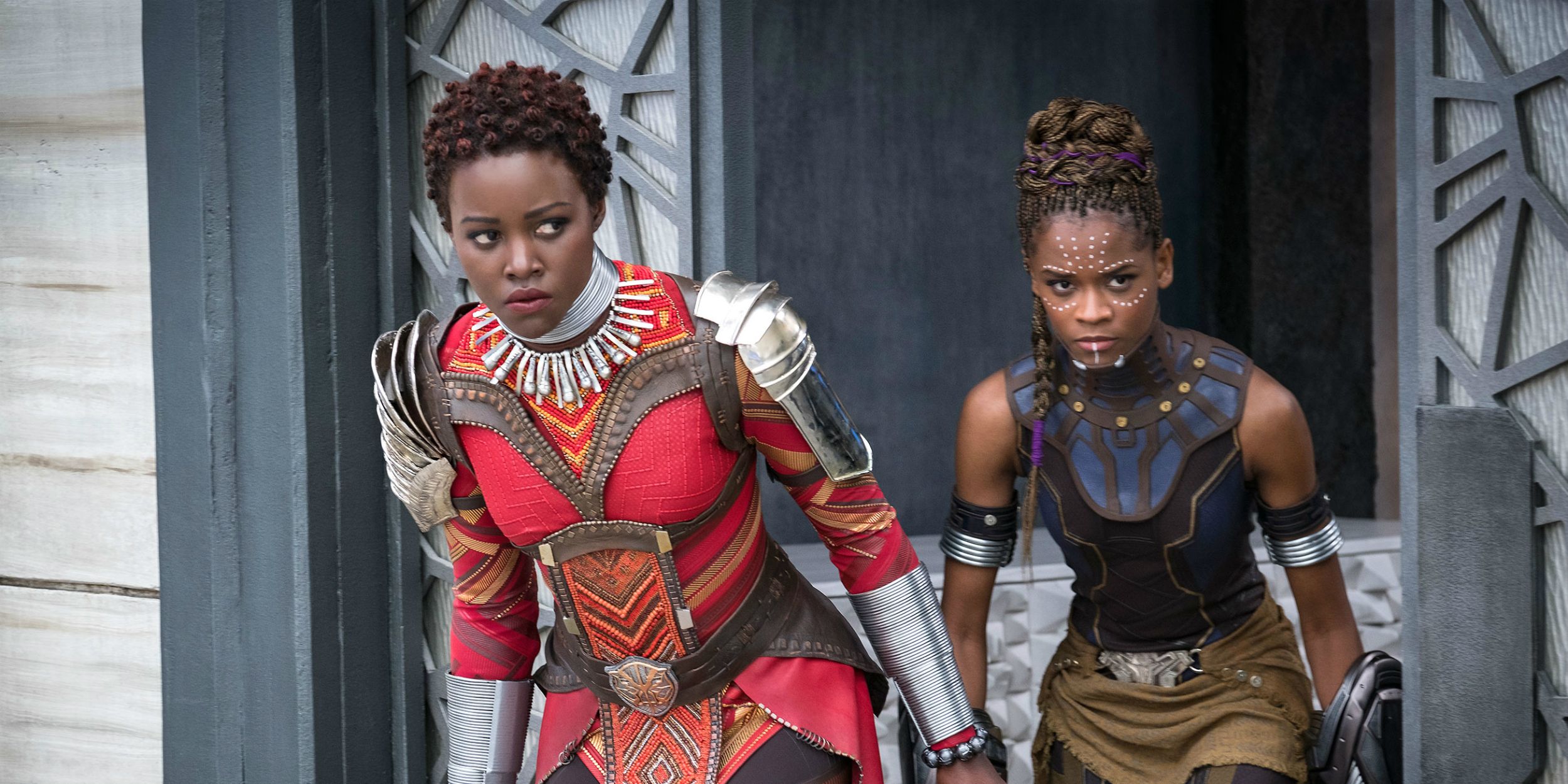 Nakia (Lupita Nyong'o) and Shuri (Letitia Wright) in Black Panther