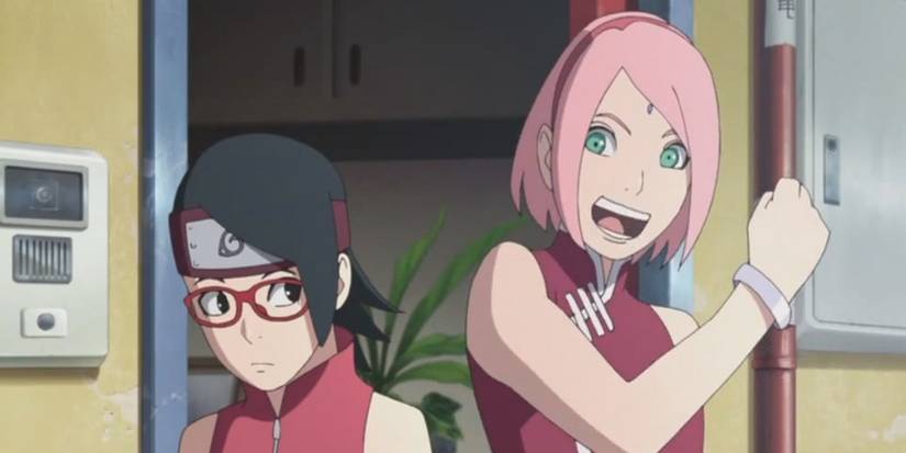 Sarada is embarrassed while Sakura is excited in Boruto