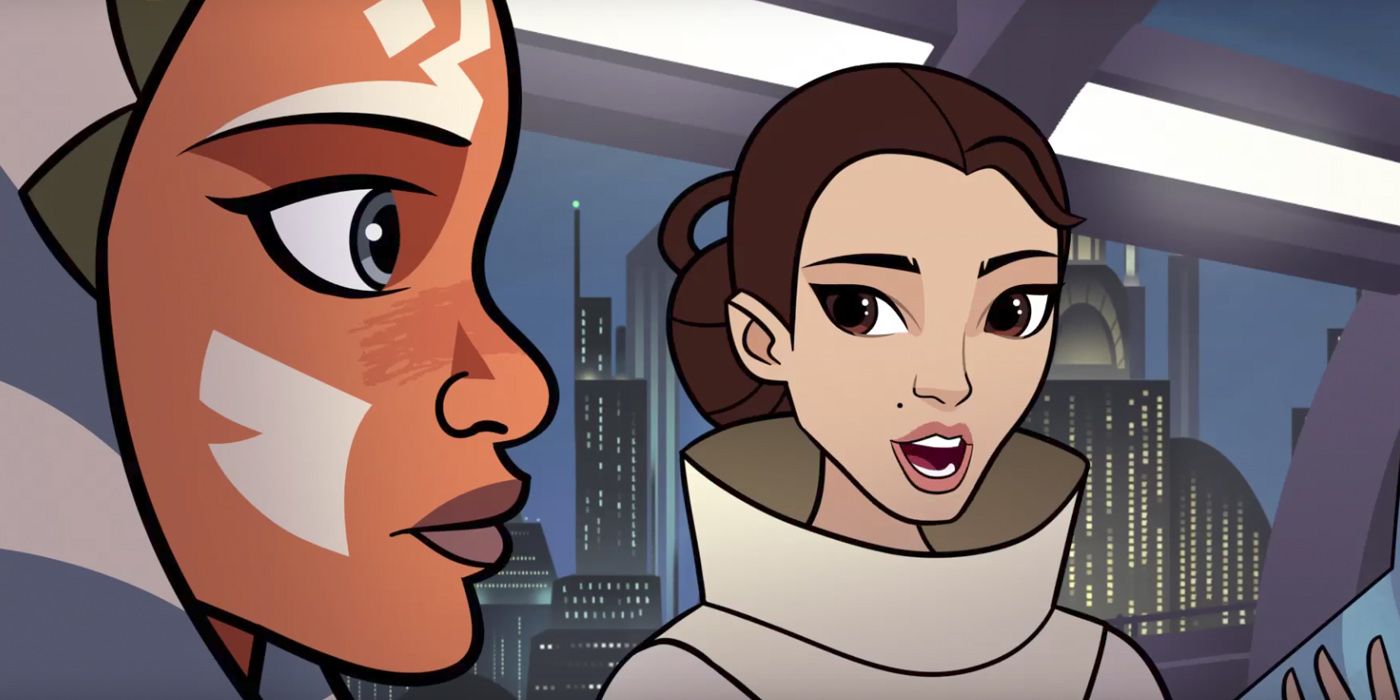 Ahsoka Tano and Padmé Amidala speak in the Forces of Destiny