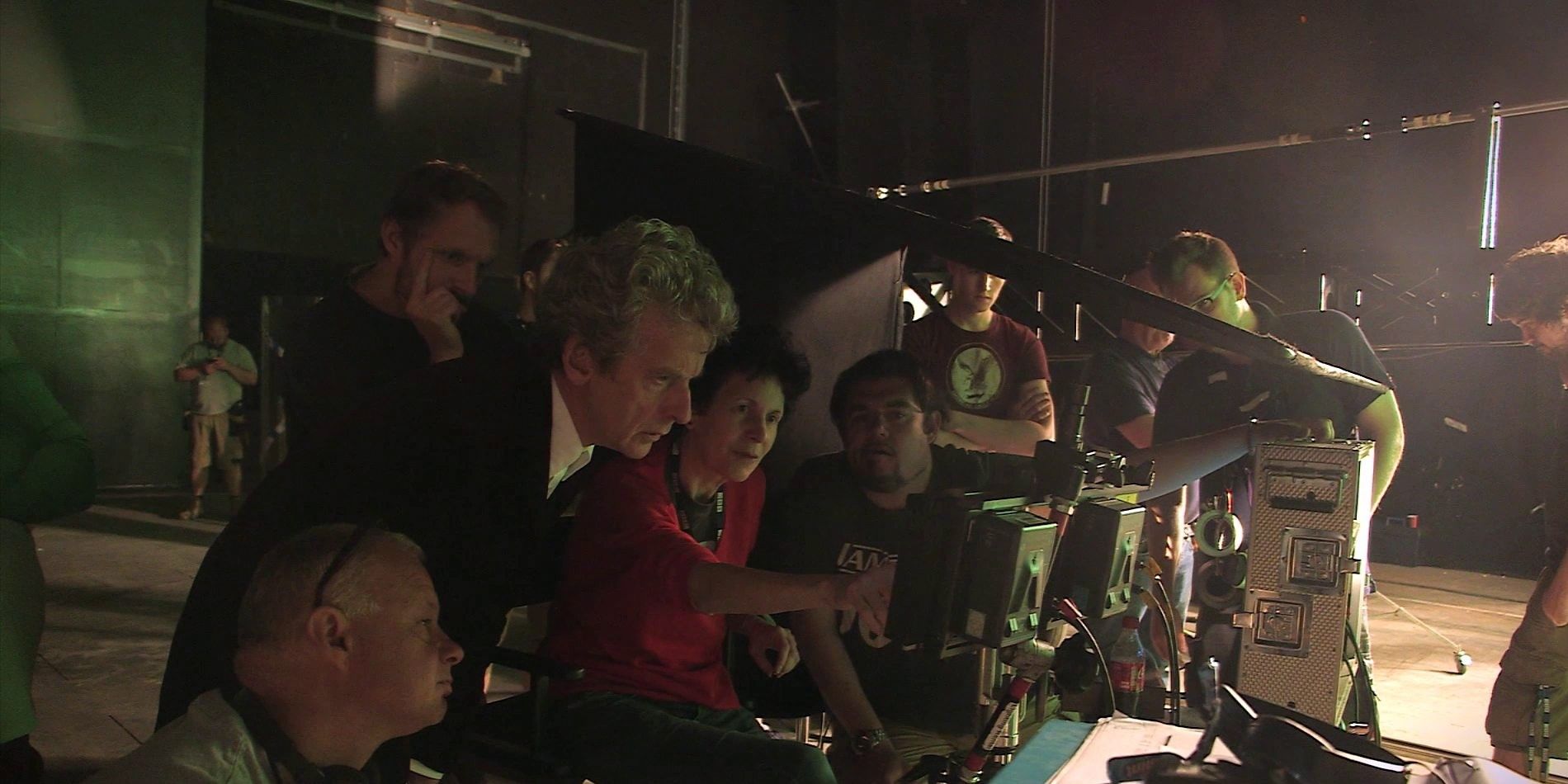 Peter Capaldi as The Doctor and Rachel Talalay on set of Doctor Who
