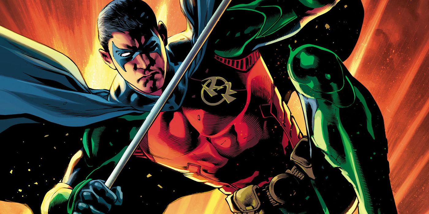 Tim Drake as Red Robin jumping into action