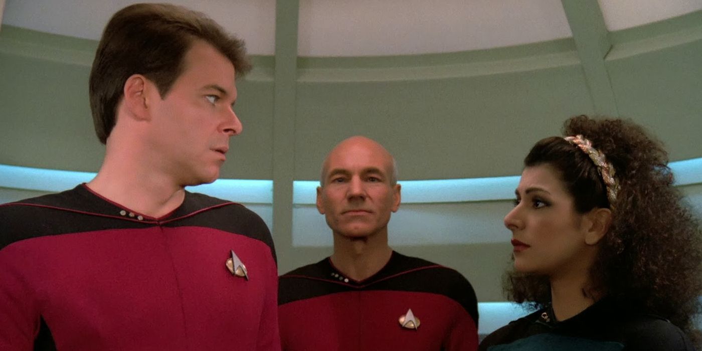 Star Trek encounter at farpoint Riker Picard Troi