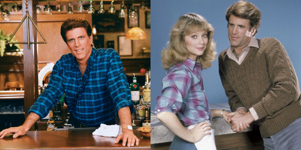 Ted Danson as Sam Malone and Shelley Long as Diane Chambers in Cheers