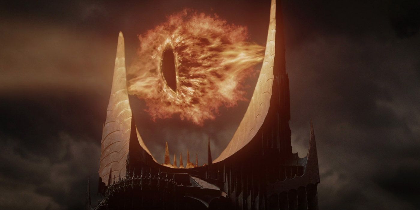 O Olho de Sauron olha para Mordor em O Senhor dos Anéis