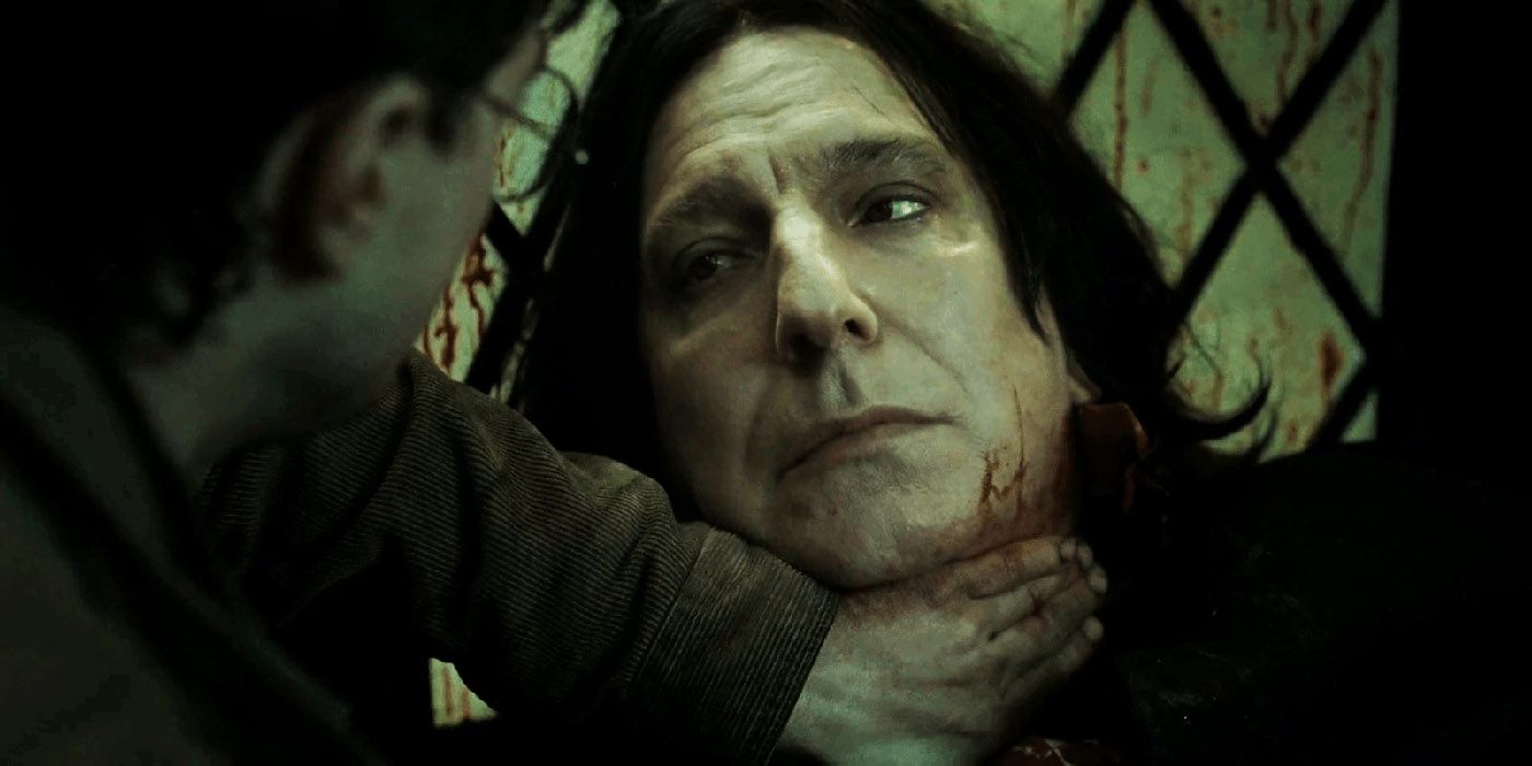 The death of Severus Snape (Alan Rickman) in Harry Potter and the Deathly Hallows Part 2