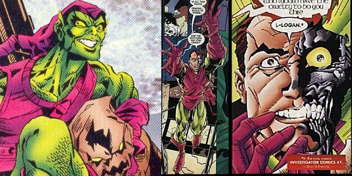 Harvey Osborn menjadi Goblin Berwajah Dua dalam komik Amalgam.