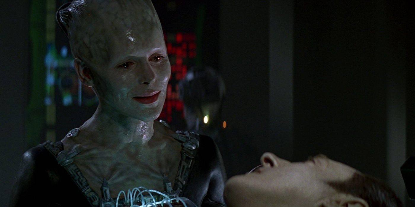 The Borg Queen with Data in Star Trek: First Contact