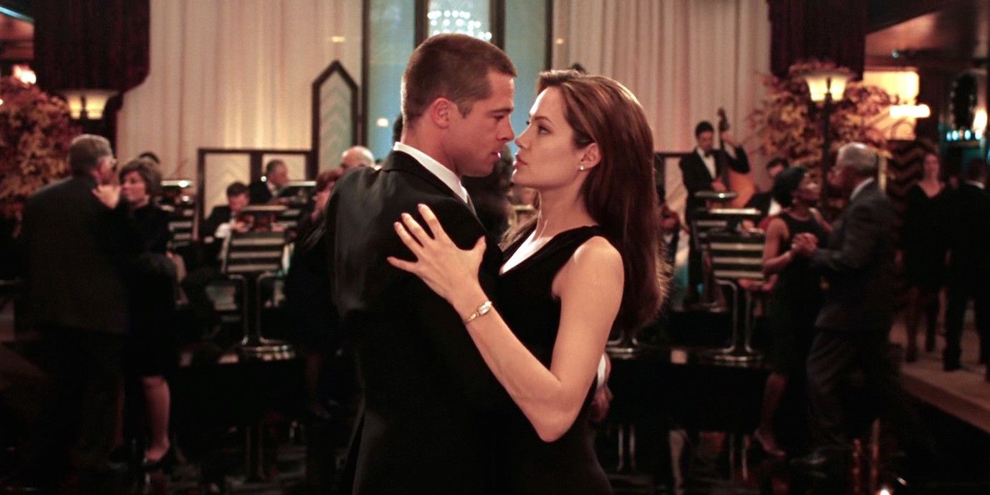 Brad Pitt and Angelina Jolie dancing in Mr. & Mrs. Smith