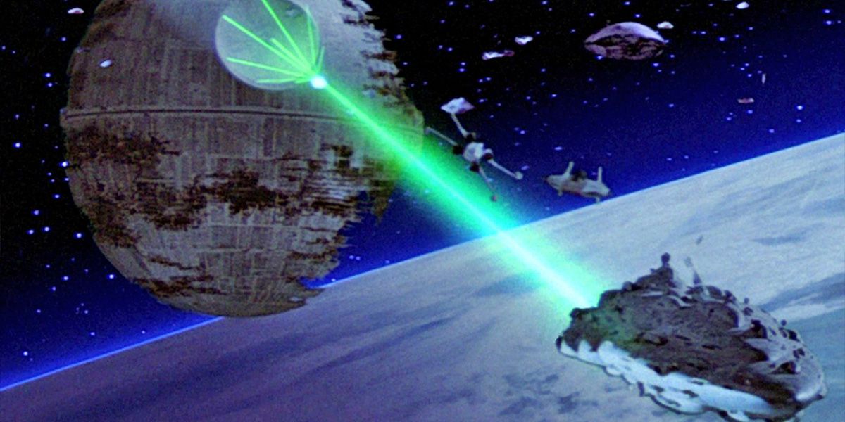 Laser beam attacking Death Star