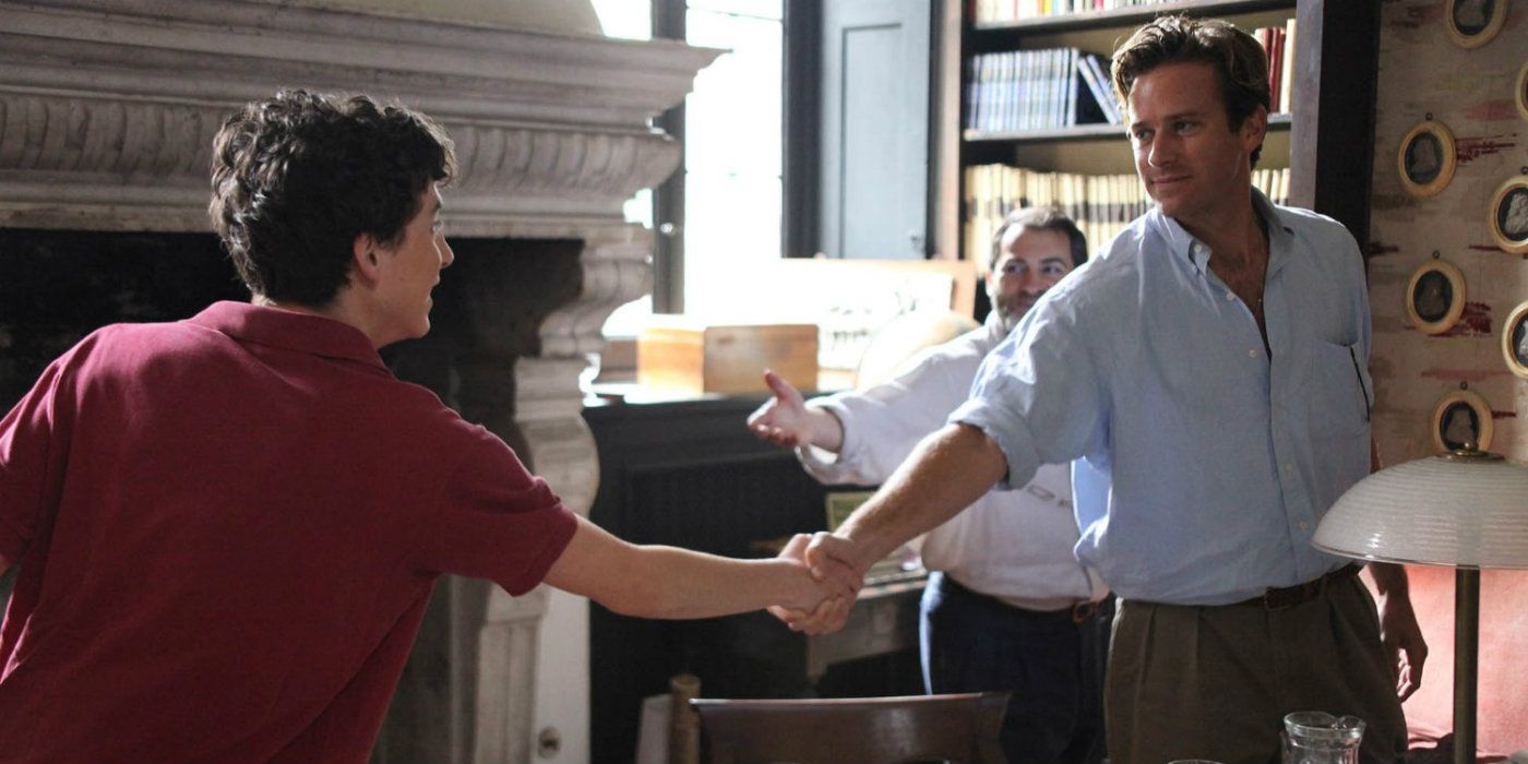 Elio and Oliver shake hands In Call Me By Your Name