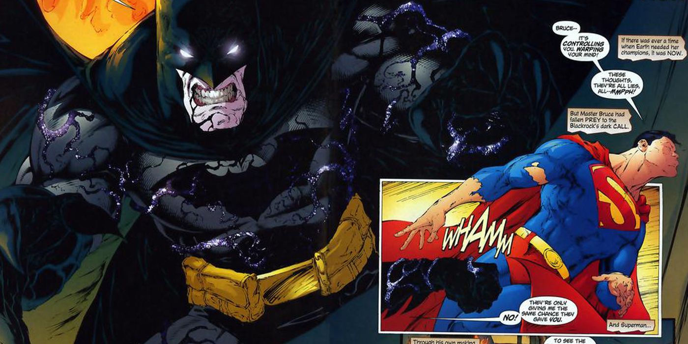 Batman vs Superman with Blackrock Symbiote in DC Comics