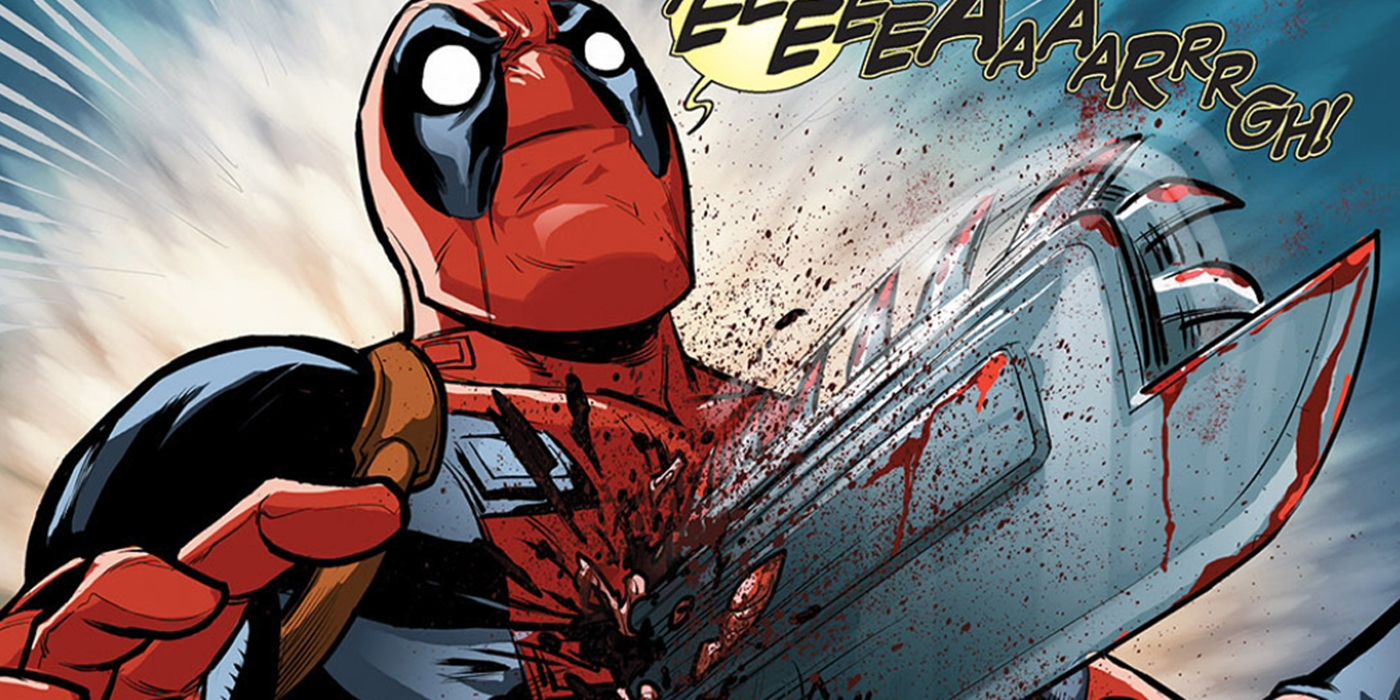 Deadpool gets stabbed with a Chainsaw Sword in Marvel comics