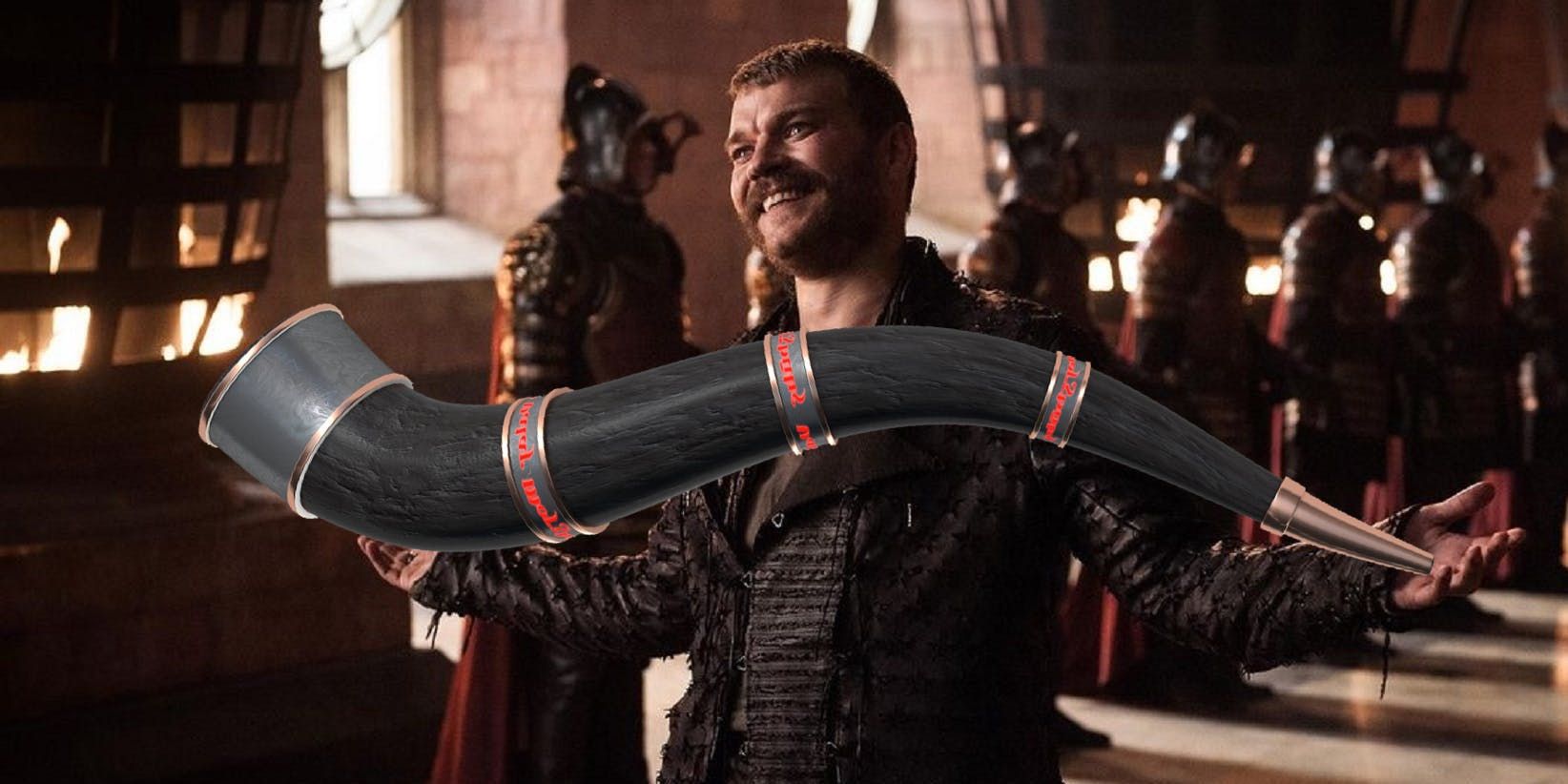Euron Greyjoy with the Dragonbender in Game of Thrones.