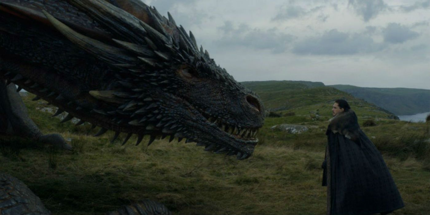 Jon facing Drogon for the first time