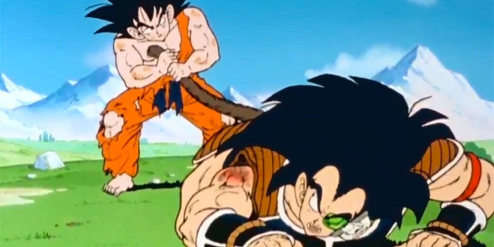 Goku Holding Raditz Tail